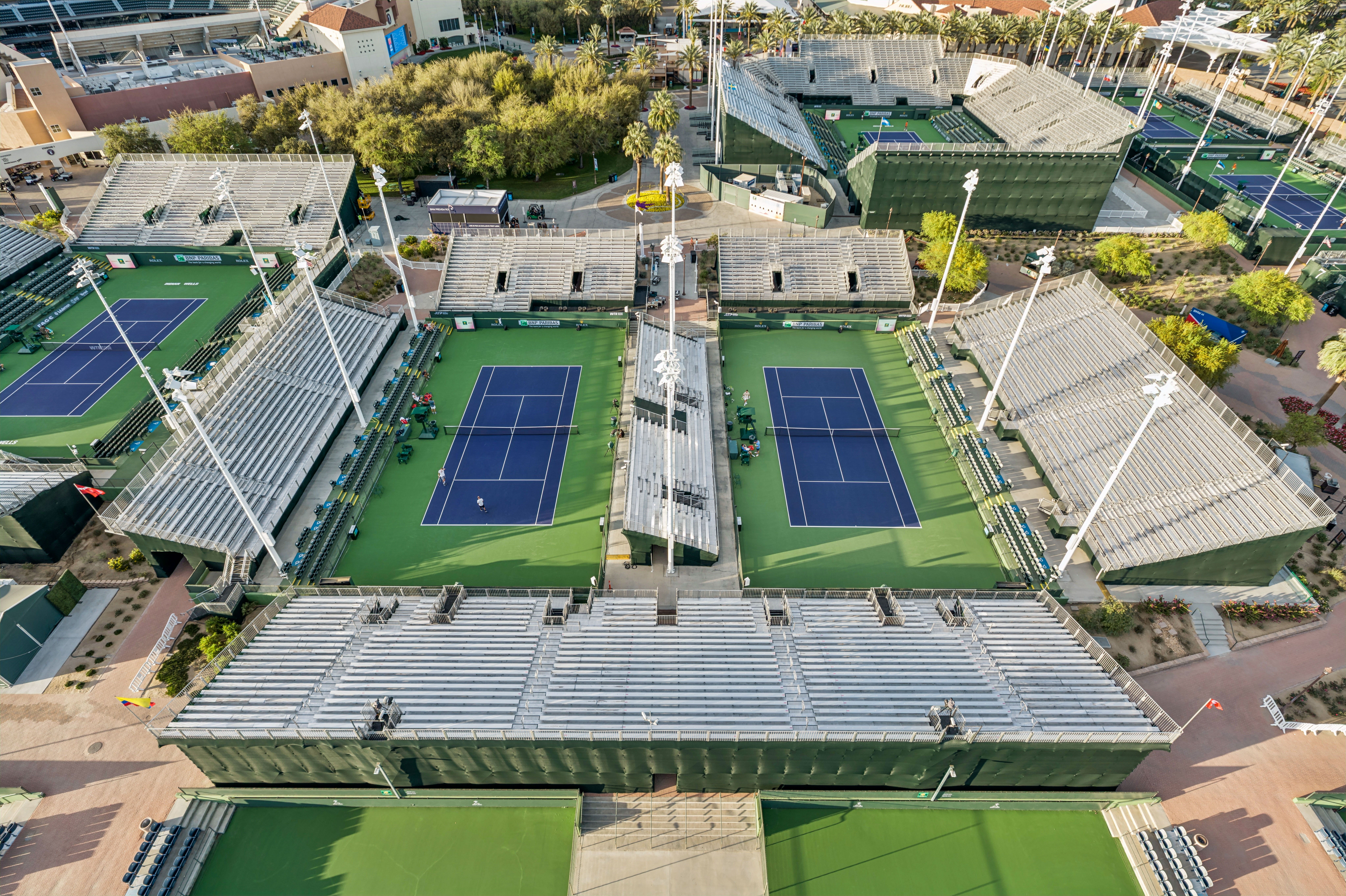 InProduction 5,500-seat stadium build with outer-court seating and premium viewing areas installed for the BNP Paribas Open, enhancing sightlines and elevating the tournament experience.