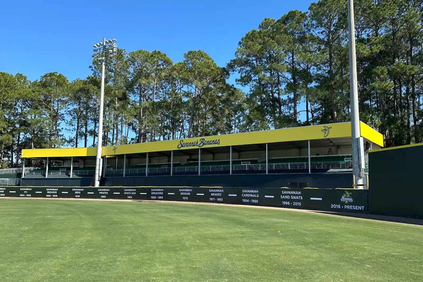 Savannah Bananas live baseball event venue with custom temporary event structures and seating.