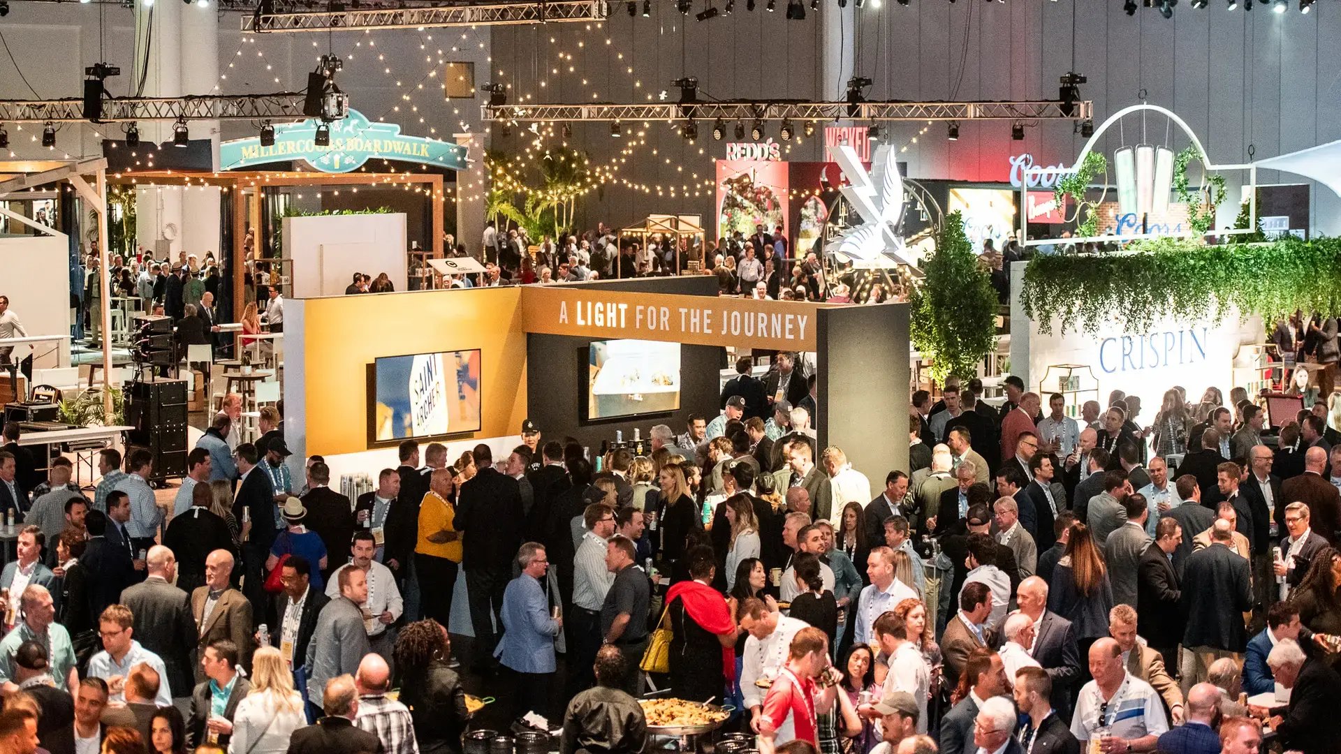 InProduction custom booth environments for the Miller Coors Distributor Conference, featuring multiple branded activations with cohesive finishes and clear visual storytelling.