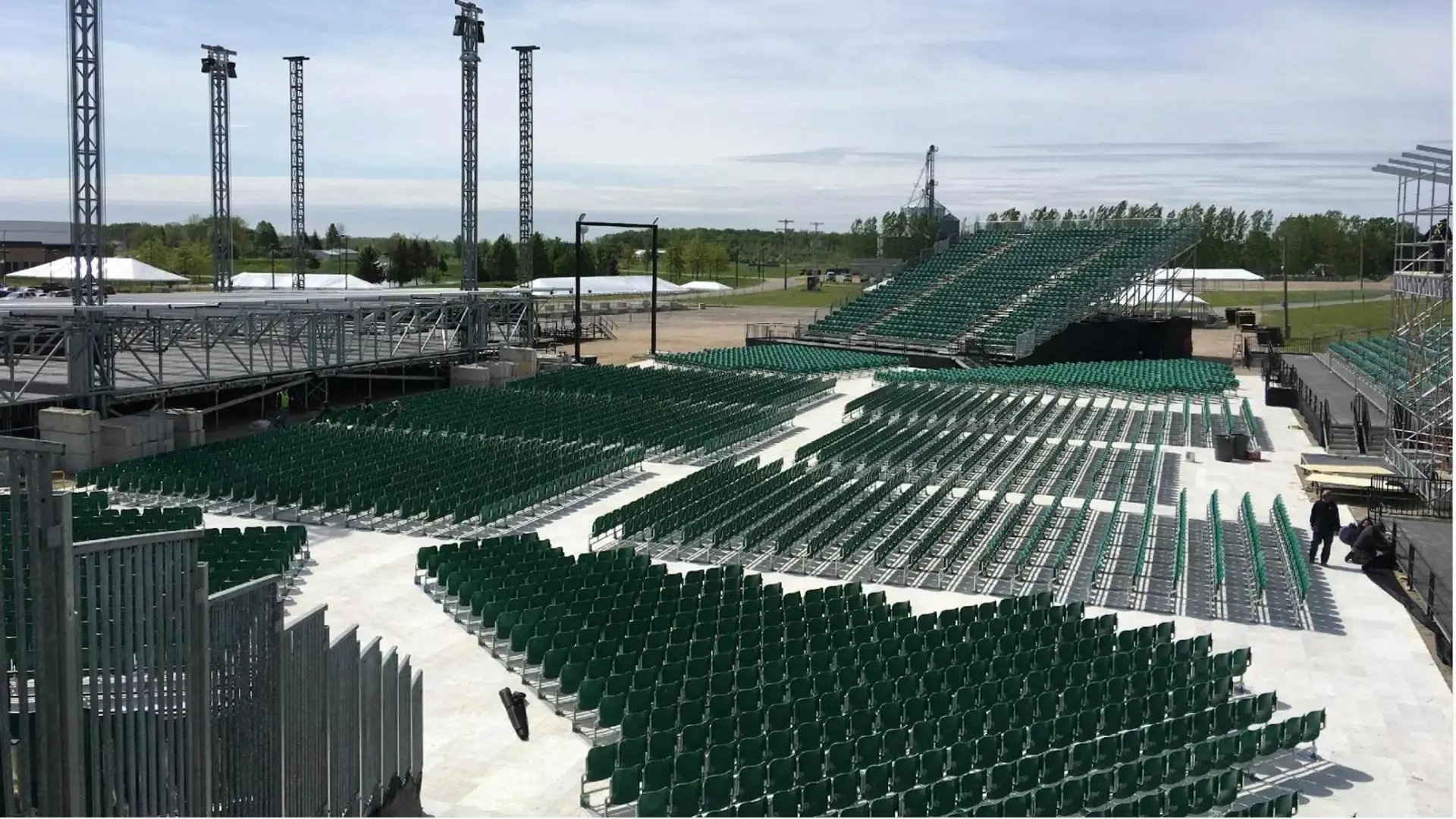 InProduction seasonal amphitheater with tiered seating and premium viewing zones installed at Soaring Eagle Casino & Resort, with all seating oriented toward the stage.