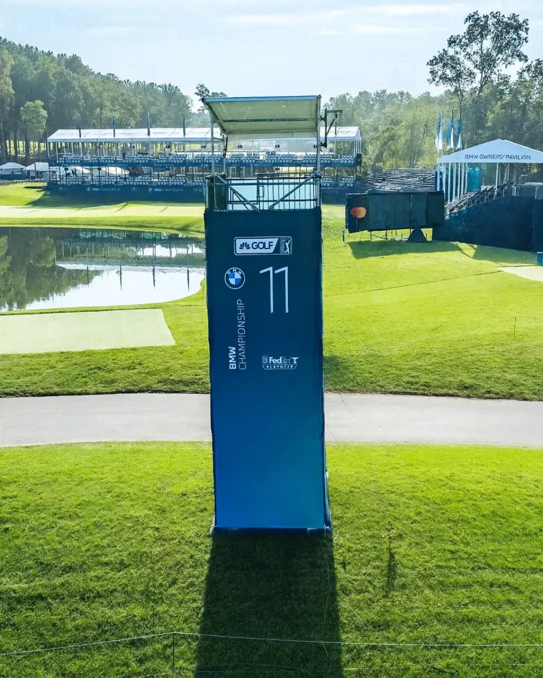 Broadcast towers engineered for elevated camera platforms, stable structures, and clear sightlines for live-event coverage.