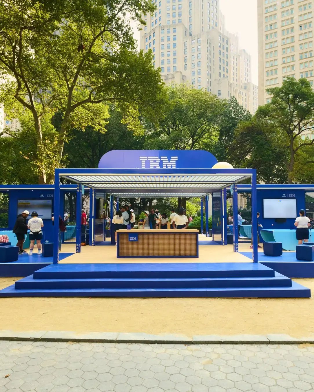 Spacecube structure used for a corporate event activation in a New York City park. 