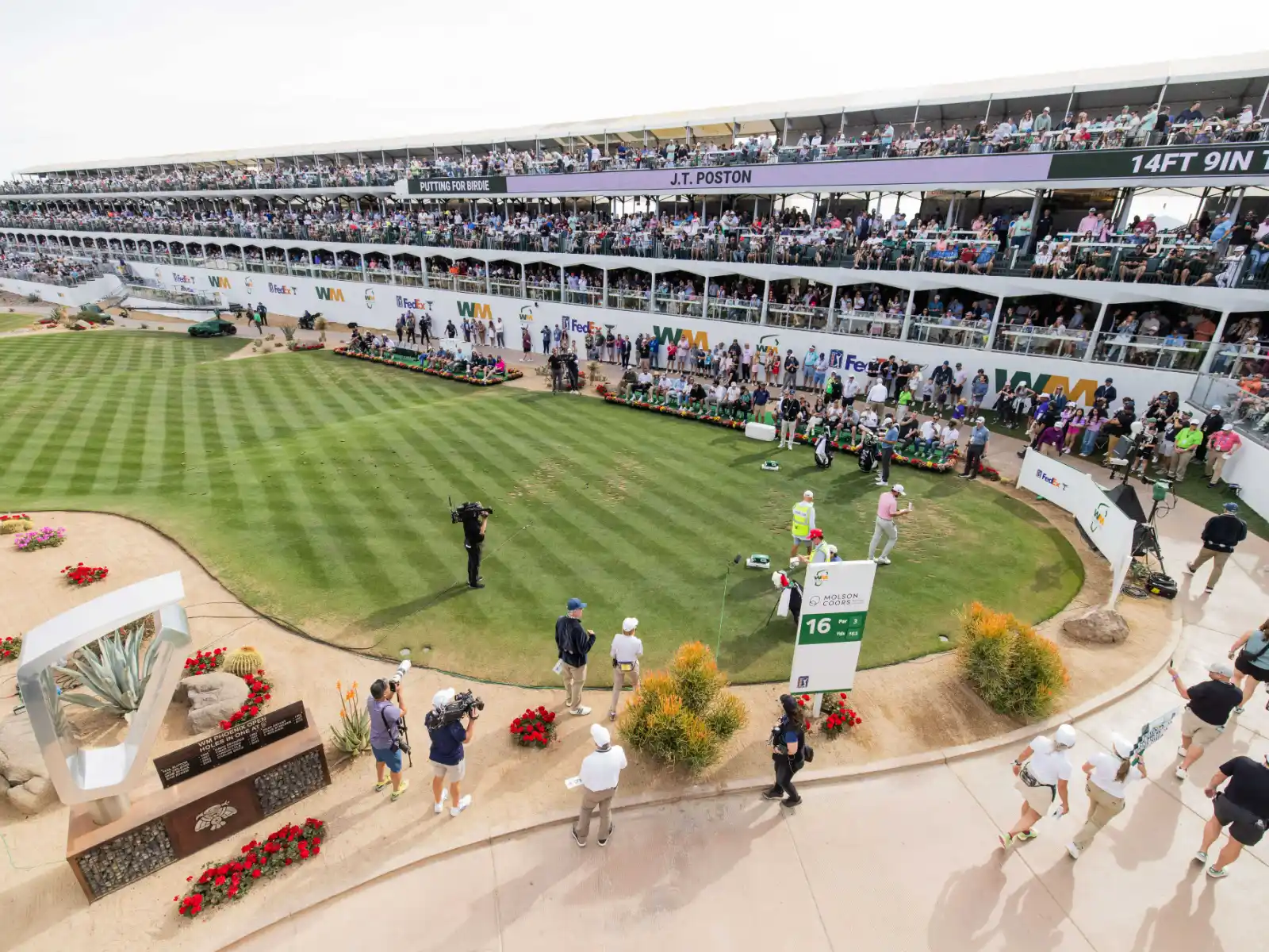 InProduction temporary stadium build at Northwestern University with modular seating and premium hospitality structures